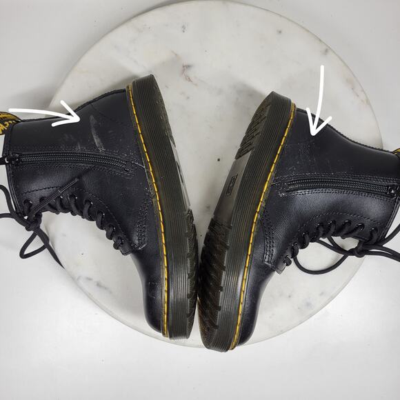 Dr. Martens Zavala Combat Boot Youth 2 Black Leather Lace Up Air Cushioned LA004 - Picture 12 of 16